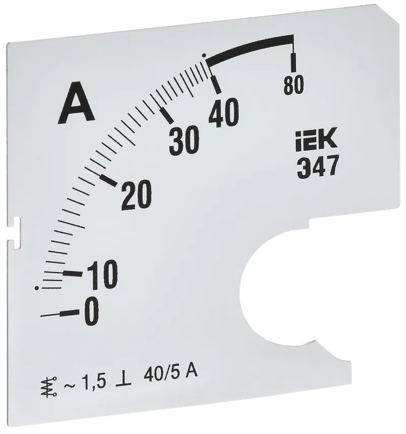 Шкала сменная для амперметра Э47 40/5А класс точности 1,5 72х72мм IEK
