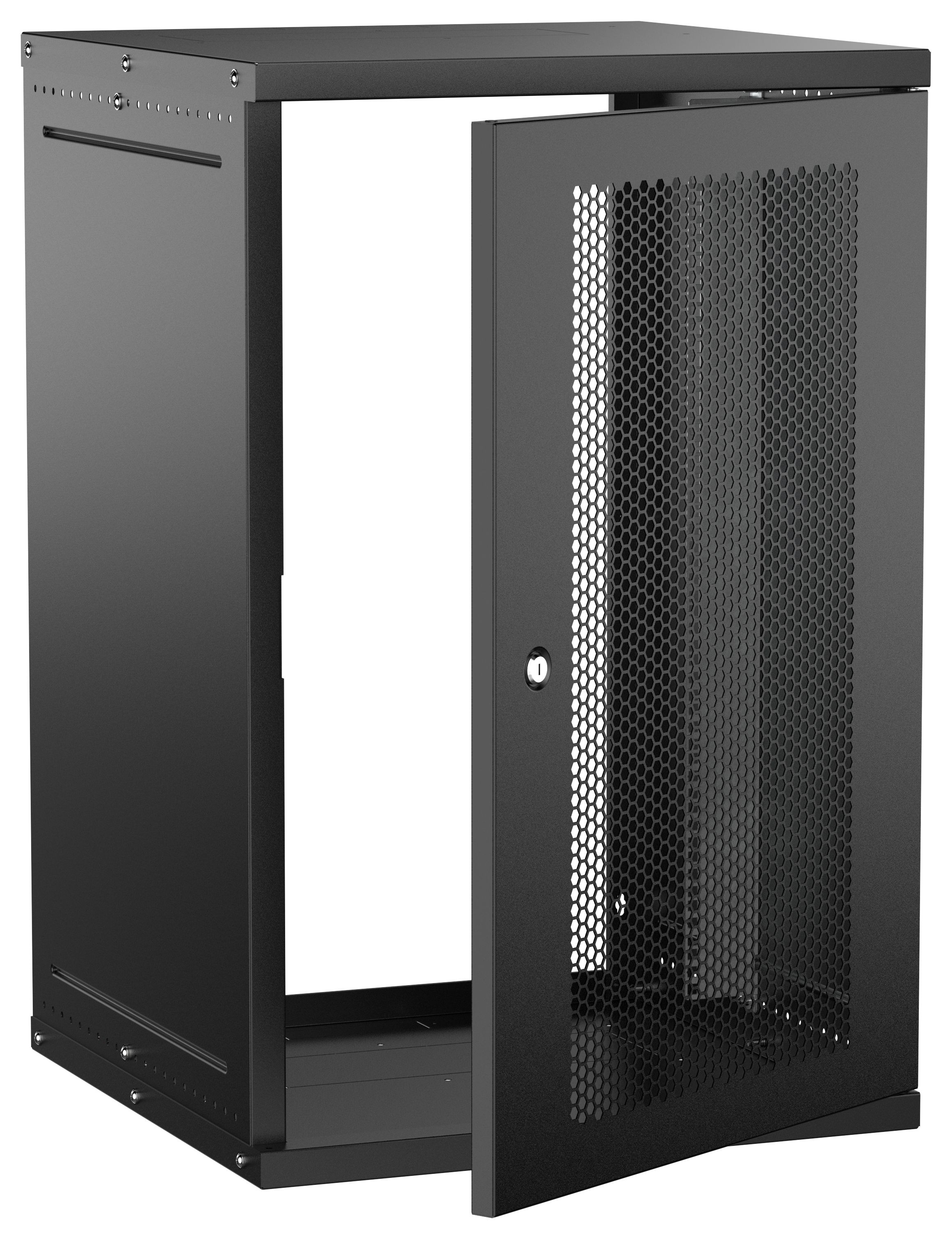 Шкаф настенный 19" 18U 600х600мм перфорированная дверь черный GENERICA (LWE5-18U66-PF-G)