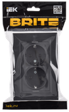 BRITE Розетка 2-местная с заземлением без защитных шторок плоская 16А в сборе РСПл12-3-БрГ графит IEK1