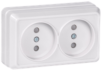 OKTAVA Розетка 2-местная без заземления с защитными шторками для открытой установки 10А РСш22-2-ОБ белый GENERICA