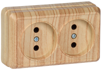 OKTAVA Розетка 2-местная без заземления для открытой установки 10А РС22-2-ОС сосна GENERICA