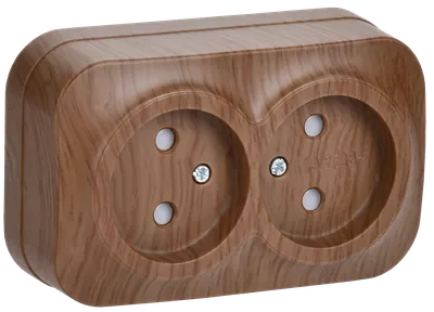 RSSh22-2-XD Double socketwithout grounding contact with protrctive shutter 10A open installation GLORY (oak) IEK