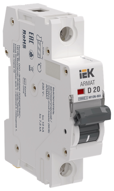 ARMAT Автоматический выключатель без теплового расцепителя M10N-MA 1P D 20А IEK