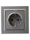 BRITE 1-gang earthed socket with protective shutters 16A, complete PCP14-1-0-BrS steel IEK2