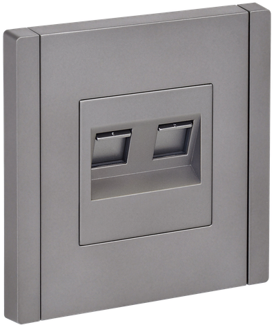 FORTE&PIANO Розетка компьютерная двойная RJ45 кат.5E FP533 сталь IEK