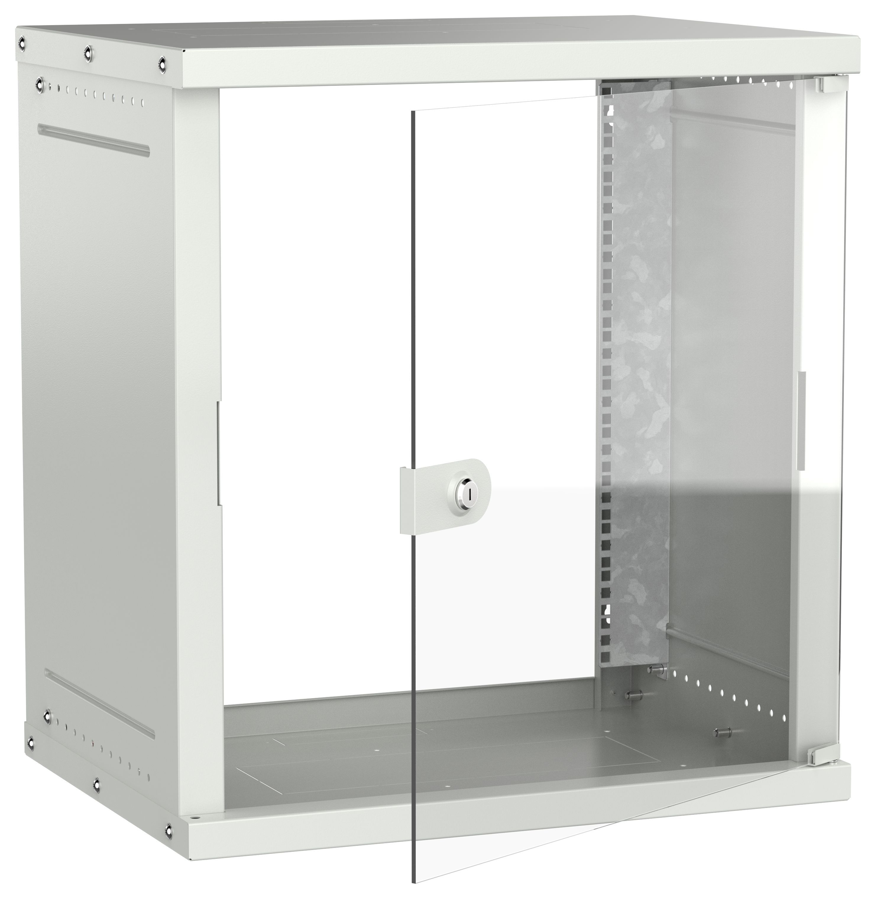 Шкаф настенный 19" 12U 600х450мм стеклянная дверь серый GENERICA (LWE3-12U64-GF-G)