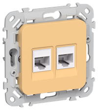 FLITE Розетка 2-местная компьютерная RJ45 категория 5Е UTP РК5е-2-0-ФлЗ золотарник IEK