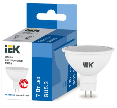 LED lamp MR16 soffit 7W 230V 6500K GU5.3 IEK is intended for use in lighting devices for external and internal lighting of industrial, commercial and domestic facilities.

Complies with the requirements of the Technical Regulations of the Customs Union TR TS 004/2011, TR TS 020/2011, IEC 62560, Decree of the Government of the Russian Federation of November 10, 2017 No. 1356.