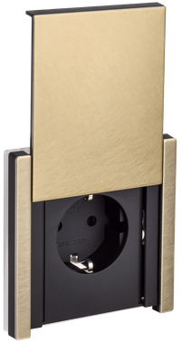 FORTE&PIANO Розетка 1-местная с заземлением с защитными шторками и крышкой безвинтовое крепление 16А IP44 FP619M металл шампань IEK