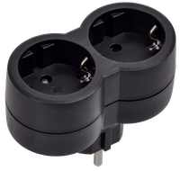 STANDARD Тройник Т-01/02 2 места с заземлением 16А вертикальный черный IEK