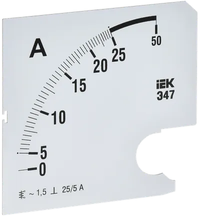 Replaceable scale for ammeter E47 25/5A accuracy class 1.5 96x96mm IEK
