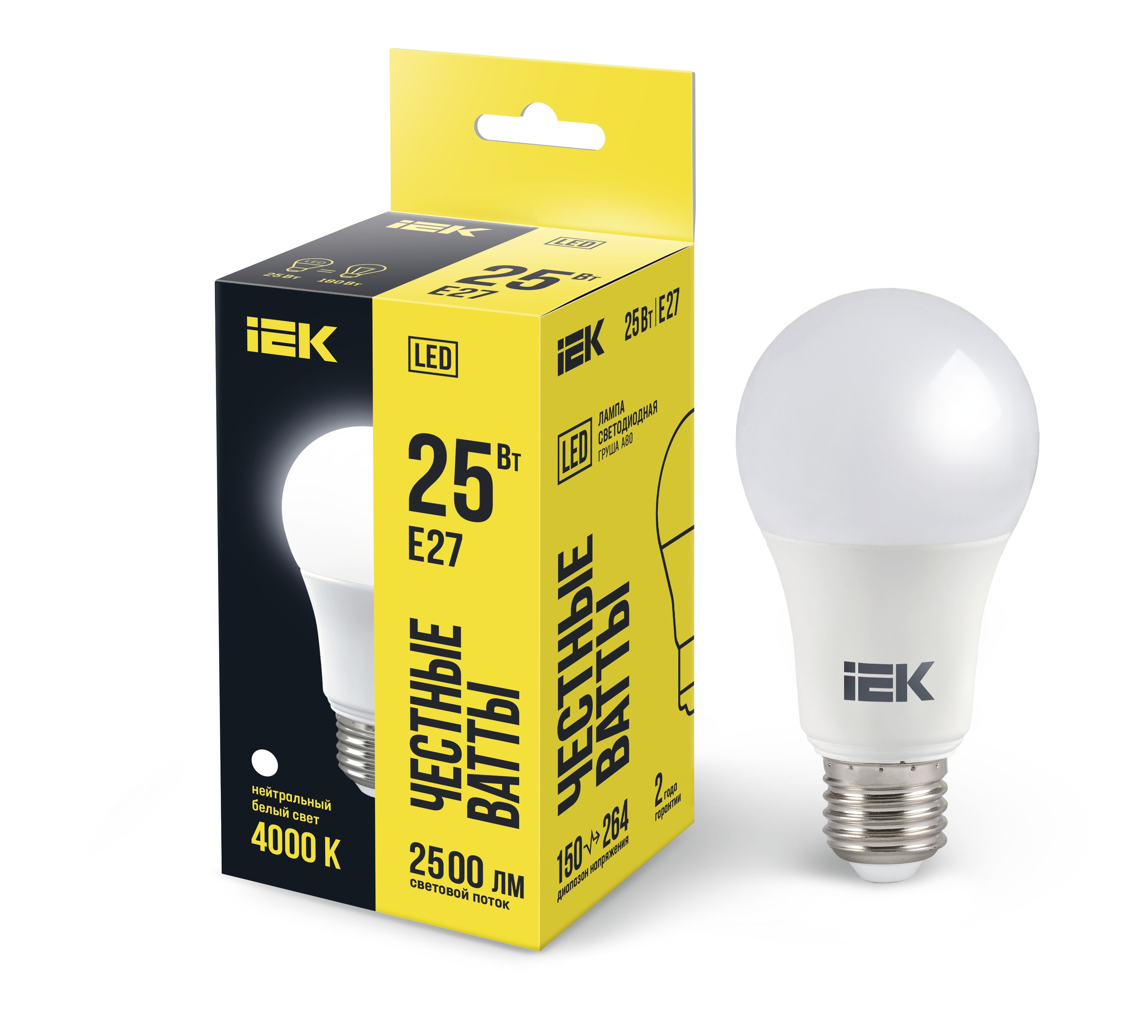 Лампа светодиодная A80 груша 25Вт 230В 4000К E27 IEK (LLE-A80-25-230-40-E27)