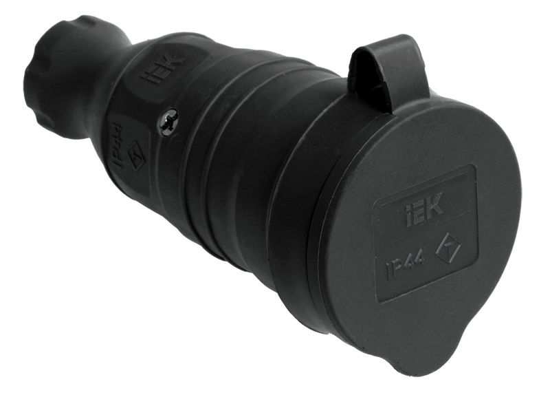 РБп13-1-0м Розетка с защитной крышкой переносная ОМЕГА IP44 каучук IEK (PKR21-016-2-K02)