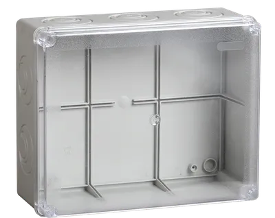 KM41275 pull box for surface installation 240x195x90 mm IP44 (RAL7035, transparent cover, cable glands 5 pcs.)