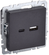 BRITE Розетка USB A+C 18Вт РЮ11-1-БрЧ черный IEK0