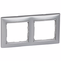 VALENA Рамка 2-местная алюминий (серебряный штрих)