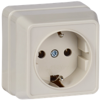 OKTAVA Розетка 1-местная с заземлением для открытой установки 16А РС20-3-ОКм кремовый GENERICA