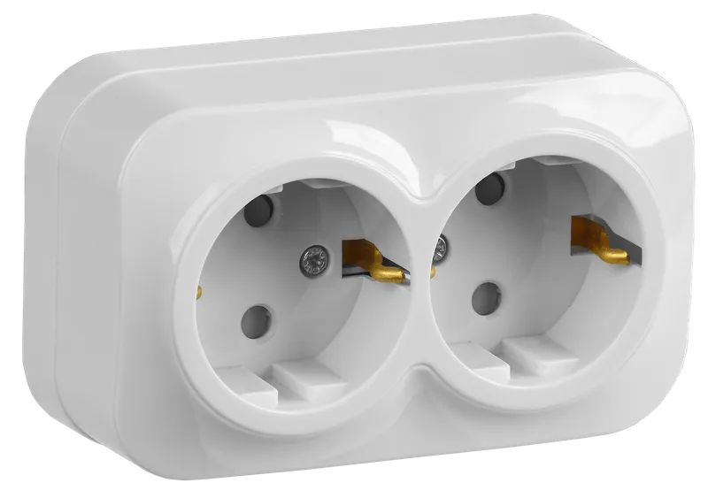 RSSh22-3-XB Double socket with grounding contact with protective shutter 16A open installation GLORY (white) IEK