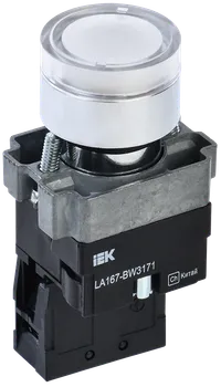 Кнопка управления LA167-BW3171 d=22мм RC 1з с подсветкой белая IEK