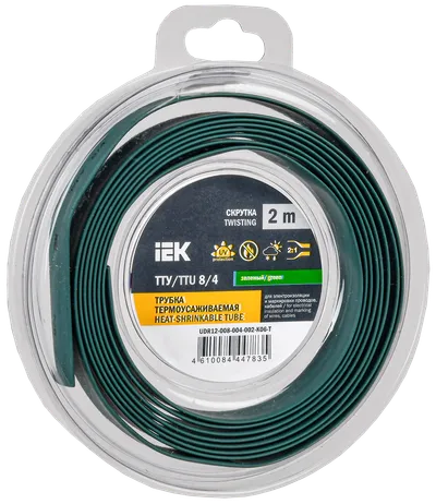 Heat shrink tubing TTU ng-LS 8/4 green (2m/pack) IEK