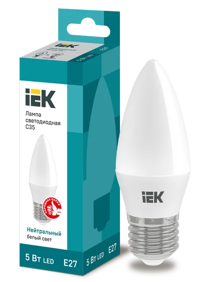 LED lamp C35 candle 5W 230V 4000K E27 IEK is intended for use in lighting devices for external and internal lighting of industrial, commercial and domestic facilities.

Complies with the requirements of the Technical Regulations of the Customs Union TR TS 004/2011, TR TS 020/2011, IEC 62560, Decree of the Government of the Russian Federation of November 10, 2017 No. 1356.