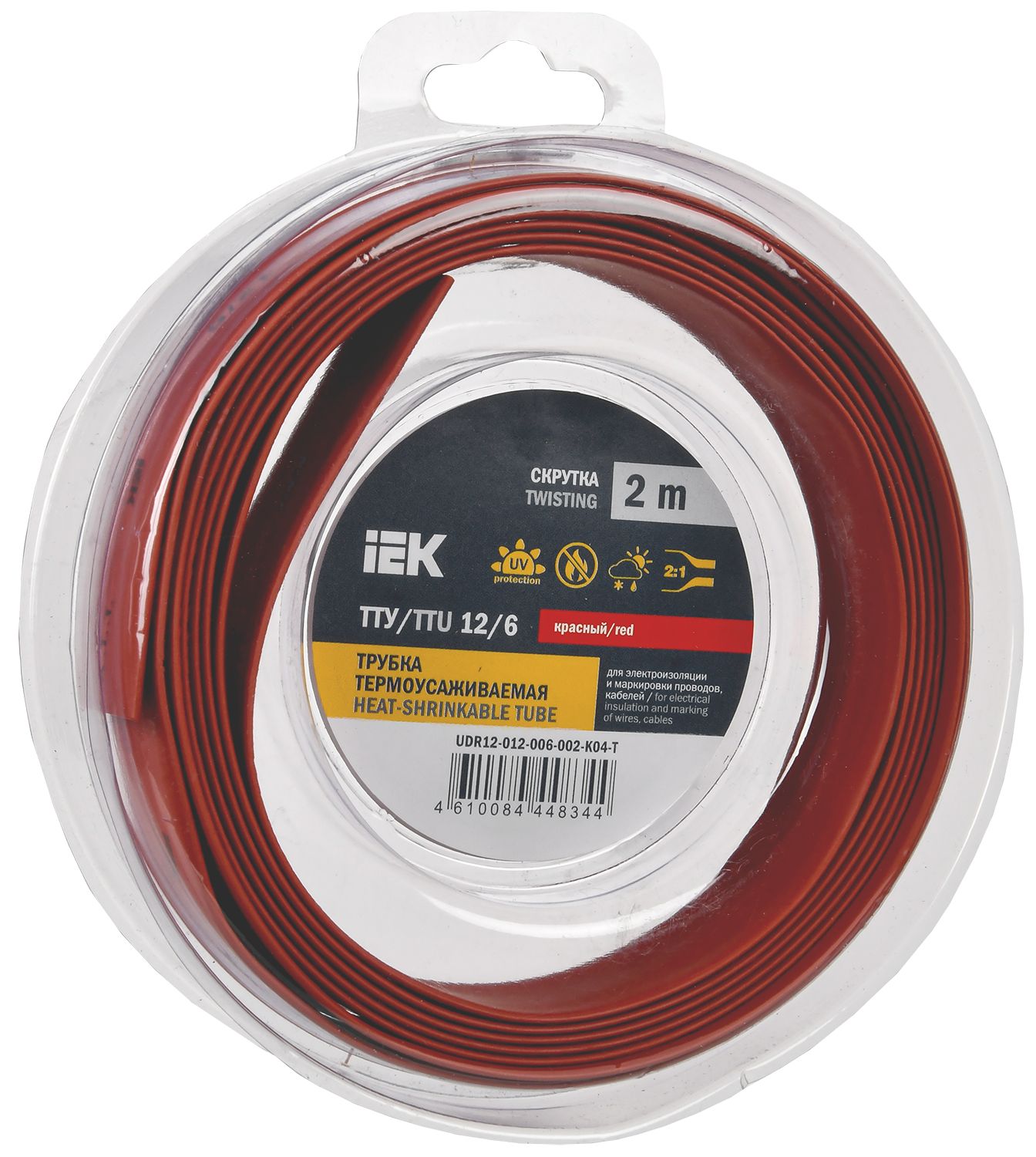 Трубка термоусадочная ТТУ нг-LS 12/6 красная (2м/упак) IEK (UDR12-012-006-002-K04-T)