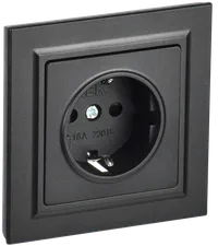 BRITE Socket 1gang with earthing with protective shutters 16A, complete PCP14-1-0-BrCh black IEK