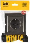 BRITE 1-gang earthed socket with protective shutters 16A, complete RSR14-1-0-BrTB dark bronze IEK1