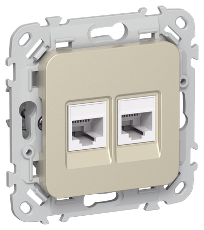 FLITE Розетка 2-местная компьютерная RJ45 категория 5Е UTP РК5е-2-0-ФлШ шампань IEK