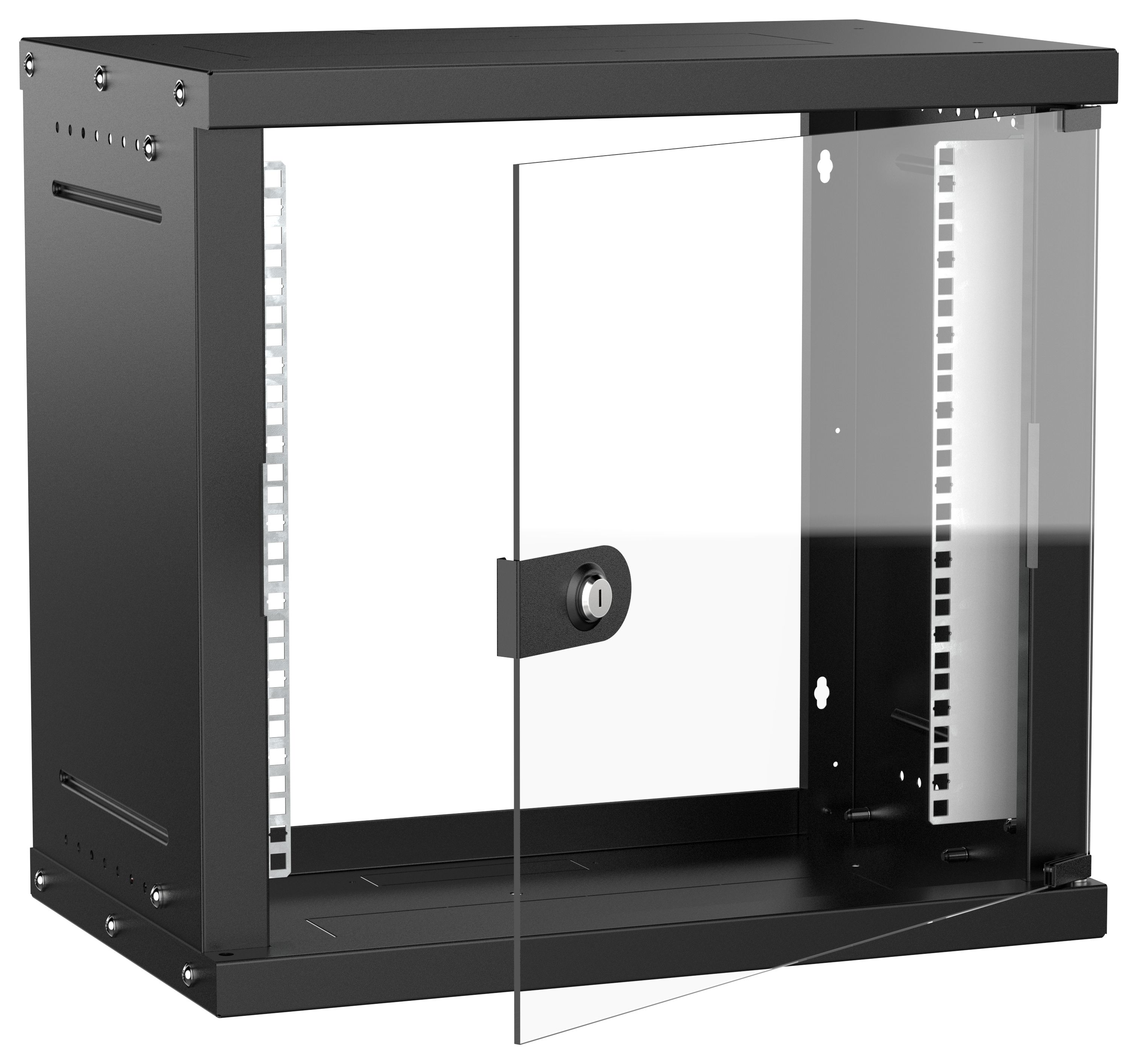 Шкаф настенный 19" 9U 550х350мм стеклянная дверь черный GENERICA (LWE5-09U53-GF-G)