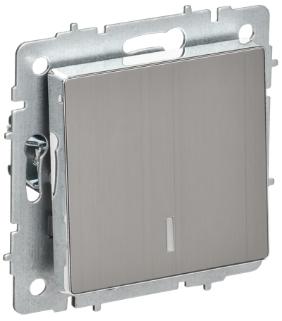 BRITE Выключатель 1-клавишный проходной с индикацией 10А ВС10-1-7-БрГН металл хром/никель IEK