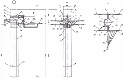 Опора ПОд161 деревянная промежуточная ответвительная двухцепная IEK