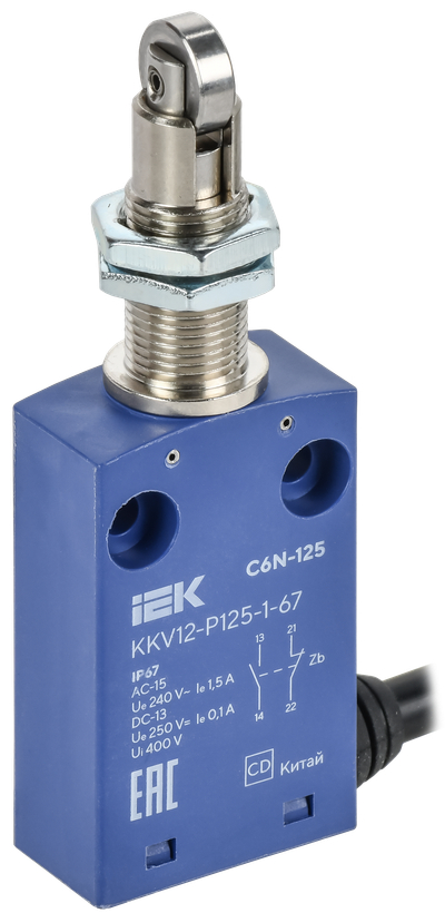 Выключатель концевой C6N-125 вертикальный толкатель с нажимным роликом резьбовое крепление IP67 IEK