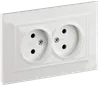 BRITE 2-gang socket without earthing with protective shutters 10A, complete RSsh12-2-BrB white IEK0
