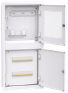 ITK LINEA R Шкаф встраиваемый двухсекционный 3 комнаты 400х850мм дверь металлическая белый (в комплекте 12 модулей keystone 2 розетки 7 патч-кордов (02м) 1 делитель ТВ сигнала (1 вход 4 выхода) 1 телефонный разветвитель)0