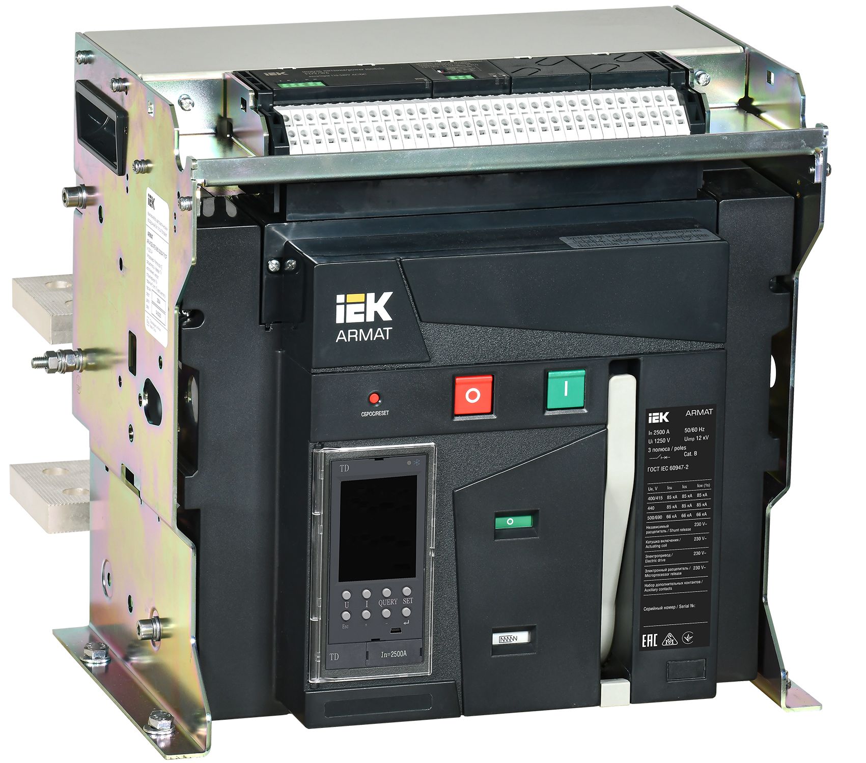 ARMAT AR-A4S TD25 3P F HR Выключатель автоматический воздушный 85кА расцепитель TD 2500А 3P стационарный с аксессуарами ~2 (AR-ACB-3FF-085-2500A-TDCF)