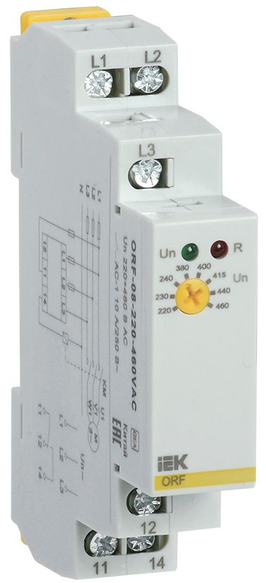 Реле контроля фаз ORF-08 трехфазное 220-460В AC IEK (ORF-08-220-460VAC)