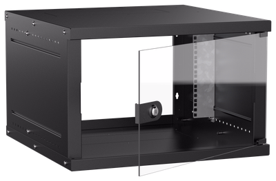 Шкаф настенный 19" 6U 600х600мм стеклянная дверь черный GENERICA