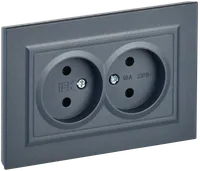BRITE 2-gang socket without earthing without protective shutters 10A, assy RS12-2-BrM marengo IEK
