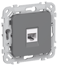 FLITE Розетка компьютерная RJ45 категория 6 UTP РК6-1-0-ФлМА мокрый асфальт IEK