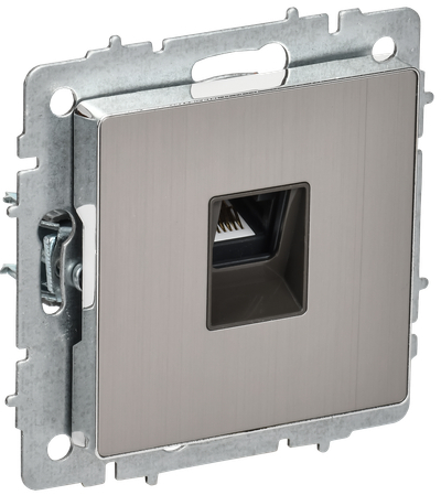 BRITE Розетка компьютерная RJ45 кат.6 РК11-БрГН металл хром/никель IEK