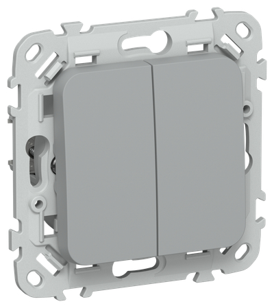 FLITE Выключатель 2-клавишный проходной 10А ВС62-1-0-ФлС серый IEK