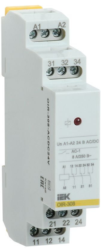 Реле промежуточное модульное OIR 3 контакта 8А 24В AC/DC IEK (OIR-308-ACDC24V)