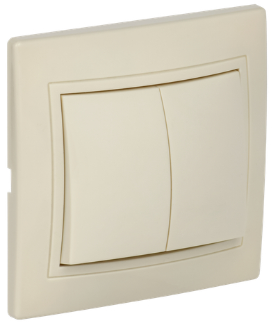 KVARTA Выключатель 2-клавишный 10А кер. ВС10-2-0-Км кремовый GENERICA