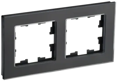 BRITE Frame 2-gang RU-2-2-Br glass matt black IEK