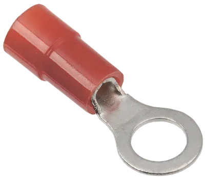 The ring lug is intended for crimping termination of wires with copper conductors and is used when installing electrical components where a corresponding contact connection based on screw fixation is provided.