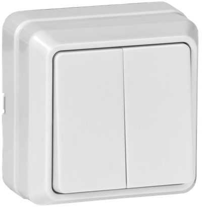 OKTAVA Выключатель 2-клавишный для открытой установки 10А ВС20-2-0-ОБ белый GENERICA