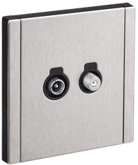 FORTE&PIANO Розетка двойная TV+SAT FP738M металл никель IEK