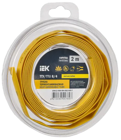 Heat shrink tubing TTU ng-LS 8/4 yellow (2m/pack) IEK