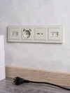 BRITE Socket outlet 1-gang with earthing with protective shutters 16A with USB A+A 5V 2.1A PYush10-1-BrKr beige IEK7